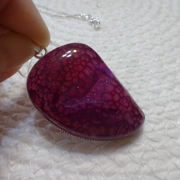 Beautiful PINK SOLAR AGATE Handmade Sterling 925 Pendant/Chain #867C - Picture 3 of 3